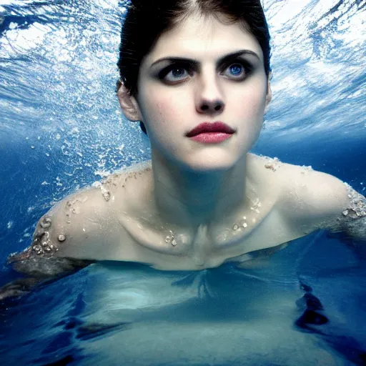 Prompt: alexandra daddario, underwater, photograph by annie leibovitz, 4 k
