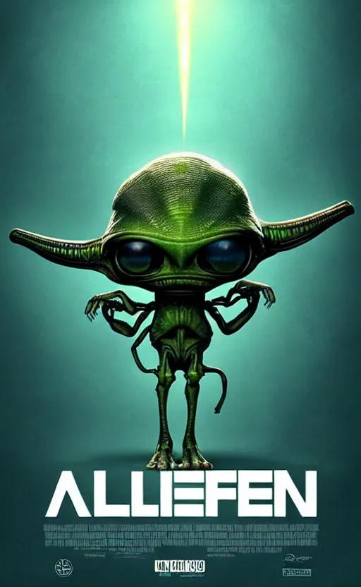 Image similar to cute, imaginative, alien poster art, movie art, alluring, by lucusfilm, weta studio, 8 k, denoised