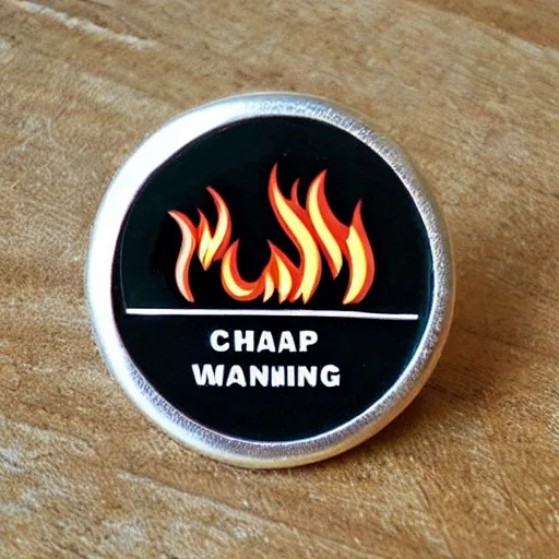 Image similar to retro minimalistic clean fire warning enamel pin