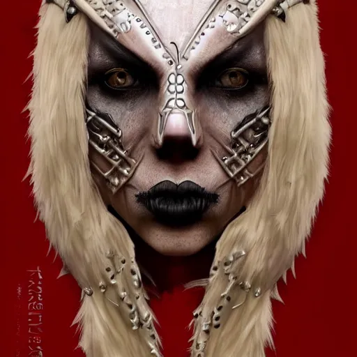Image similar to a norse woman, facial piercings, very symmetrical, furry warrior's clothing, skull jewelery, highly detailed, by vitaly bulgarov, joss nizzi, ben procter, steve jung, concept art, concept art world, pinterest, artstation, unreal engine