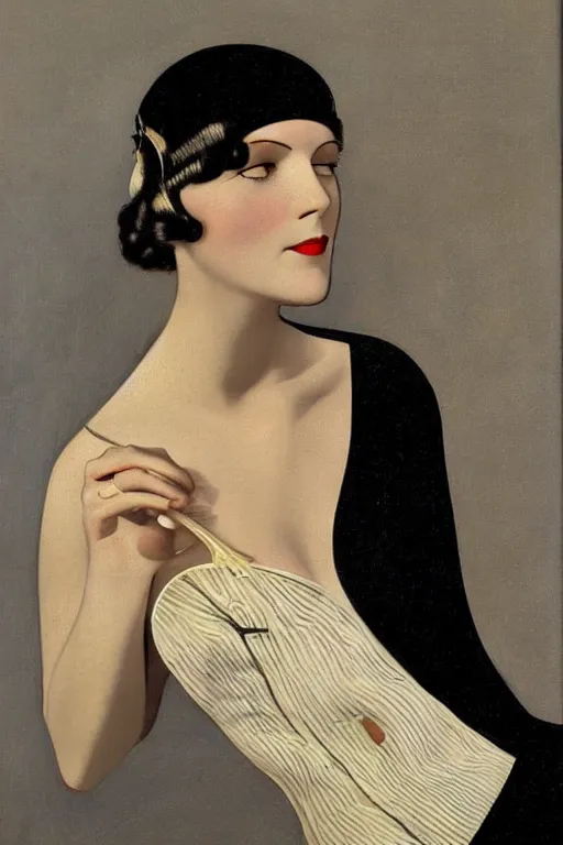 Image similar to a oil painting depicting a Jazz Age high society figure, 1920s style, smooth, highly detailed, high contrast, Coles Phillips, Dean Cornwell, JC Leyendecker, 8K