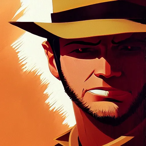 Image similar to face icon stylized minimalist raiders of the lost ark 1 9 8 1, loftis, cory behance hd by jesper ejsing, by rhads, makoto shinkai and lois van baarle, ilya kuvshinov, rossdraws global illumination