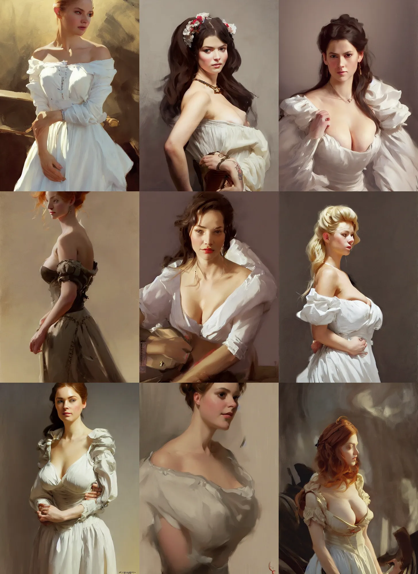 Image similar to portrait of a beautiful finnish norwegian swedish scandinavian attractive glamour model wearing 1 7 th century french off - the - shoulder neckline bodice with low neckline, jodhpurs greg manchess painting by sargent and leyendecker, studio ghibli fantasy medium shot asymmetrical intricate elegant matte painting illustration hearthstone, by greg rutkowski by greg tocchini by james gilleard