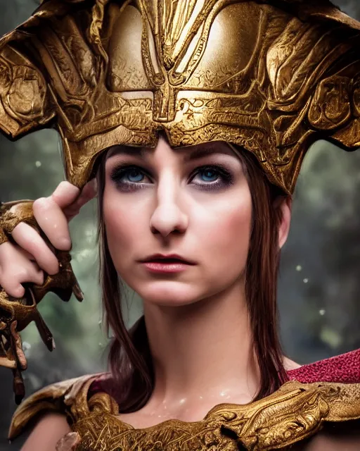 Prompt: photorealistic head and shoulders photo of beautiful victorian female ornate fantasy greek elf spartan warrior goddess, confident, Neil Blevins, Frank frazetta, arney freytag, Ritu Kumar, Sabyasachi Mukherjee, Annie Leibowitz, Magic the gathering,octane, bokeh, 8k, fashion pose, cinematic, 28mm