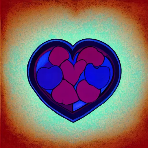 Image similar to a heart made of blue pink and purple in a pop art style, digital art, trending on art station, brush strokes, medium tones