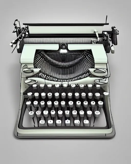 Image similar to digital illustration of a retro typewriter. 3 d. pastel