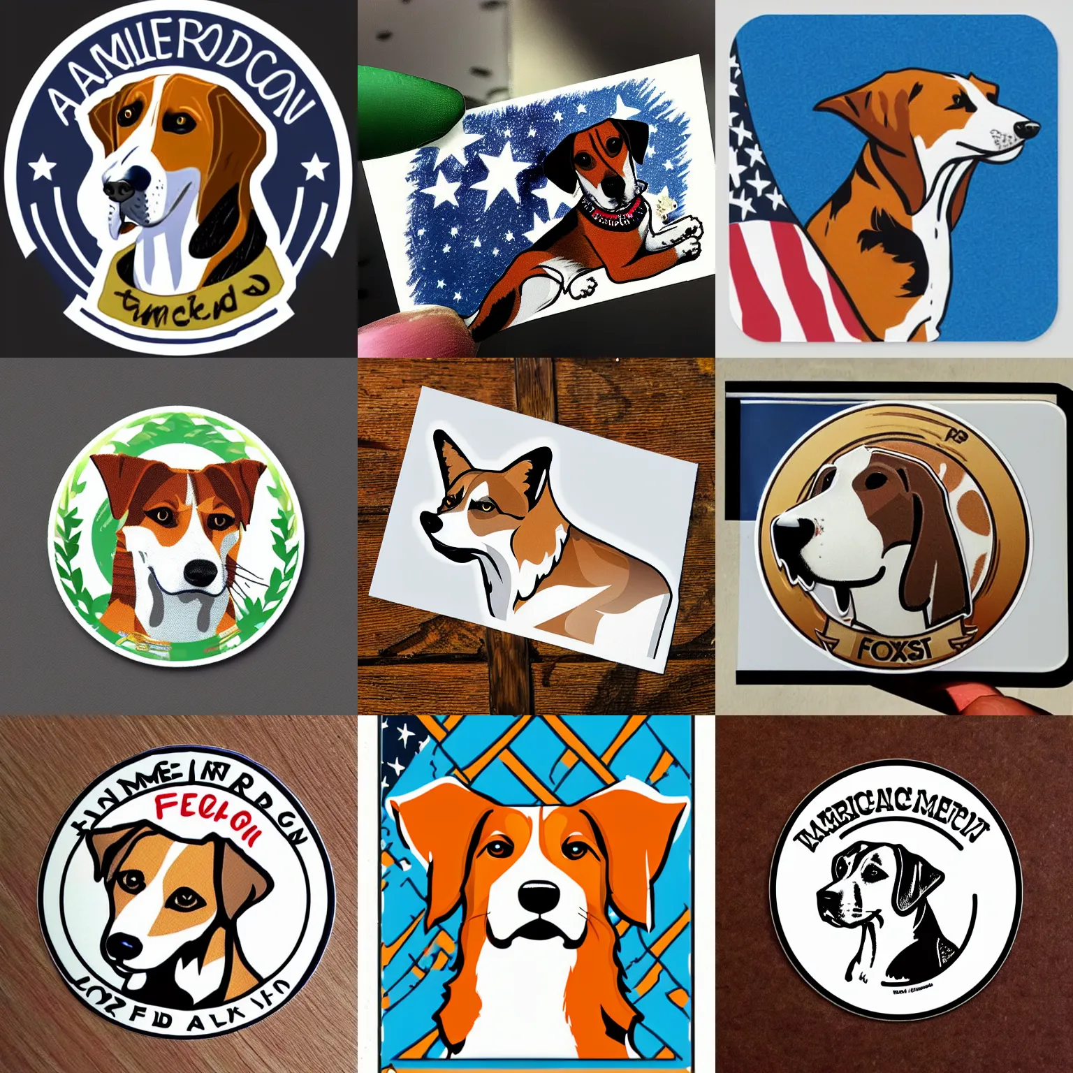 Prompt: american foxhound, sticker design