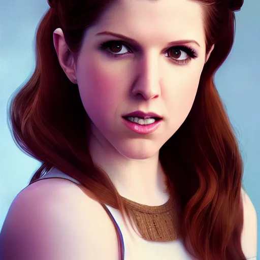 Image similar to a portrait of anna kendrick as a pixar character, beautiful, elegant, extremely detailed digital art, trending on artstation hyper realistic matte painting, by wlop, artgerm