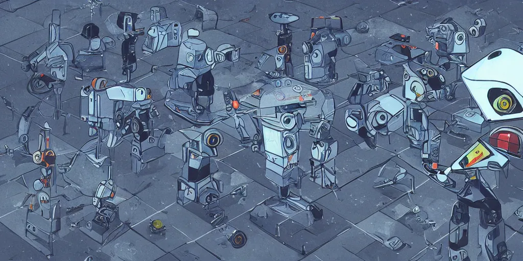 Prompt: It was a clear day in the land of robots and the team was looking for the escaped hyper dimensional object
