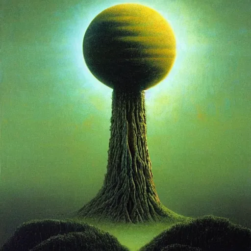 Prompt: giant alien megastructure in space, eclipsing planets, giant trees and plants growing, stretching far as the eye can see, highly detailed beksinski painting