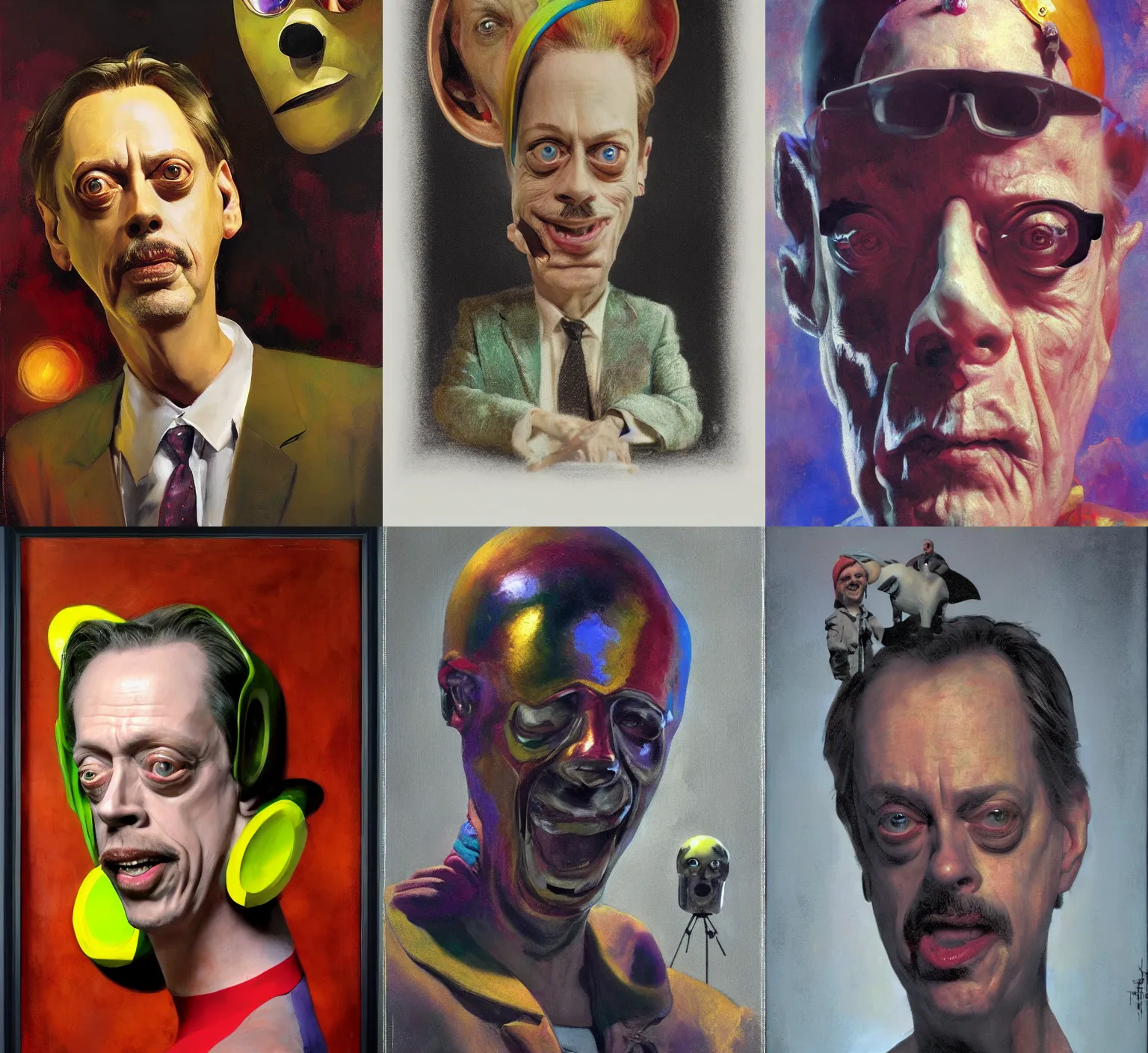 Prompt: a portrait of steve buscemi as Teletubi by Craig mullins and Caravaggio, Framed, Masterpiece, 8k