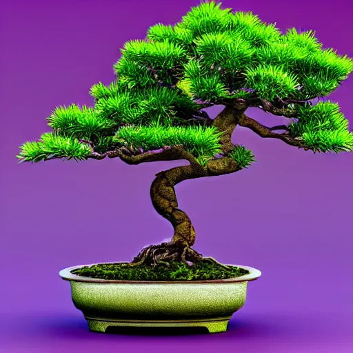 Prompt: bonsai tree with dragon shaped trunk and flowers on leaves detailed realistic 3 d render 4 k