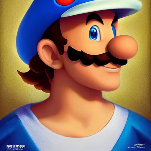 Image similar to super mario portrait, Pixar style, by Tristan Eaton Stanley Artgerm and Tom Bagshaw.