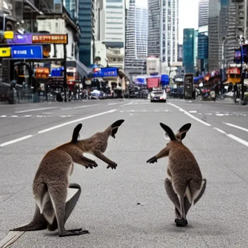 Image similar to sydney invaded by kangaroos in the future