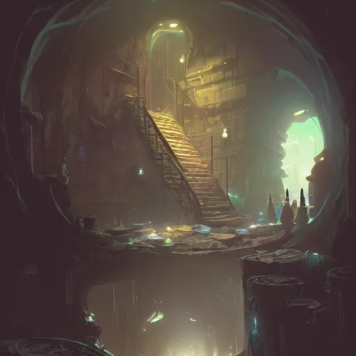 Image similar to Sewer lair made by Greg rutkowski and rossdraws,digital art,8k,a place where people live