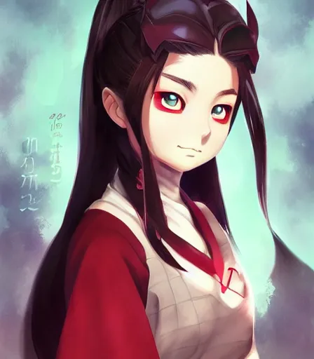 Image similar to An anime portrait of Nezuko Demon Slayer , by Stanley Artgerm Lau, WLOP, Rossdraws, James Jean, Andrei Riabovitchev, Marc Simonetti, and Sakimichan, tranding on artstation