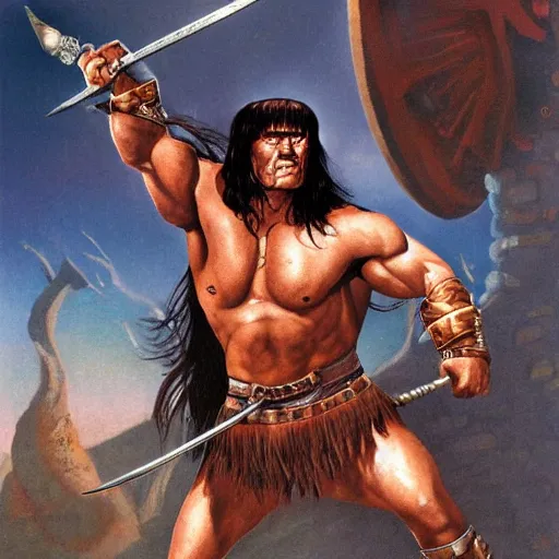 Image similar to conan the barbarian by frank frazzetta