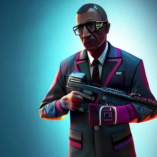 Image similar to Gustavo Fring as a Rainbox six siege operator, 4k, highly detailed