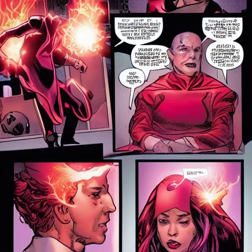 Prompt: scarlet witch exploding charles xavier