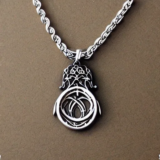 Prompt: artnouveau tolkien lord of the rings necklace
