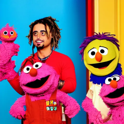 Prompt: lil pump on sesame street, tv show, photography,