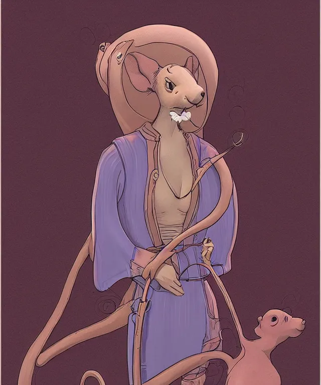 Image similar to the selfless female anthropomorphic mouse midwife. her wardrobe is complicated in the style of jean giraud in the style of moebius trending on artstation deviantart pinterest photorealistic hd 8 k highlights and shadow detailed high resolution