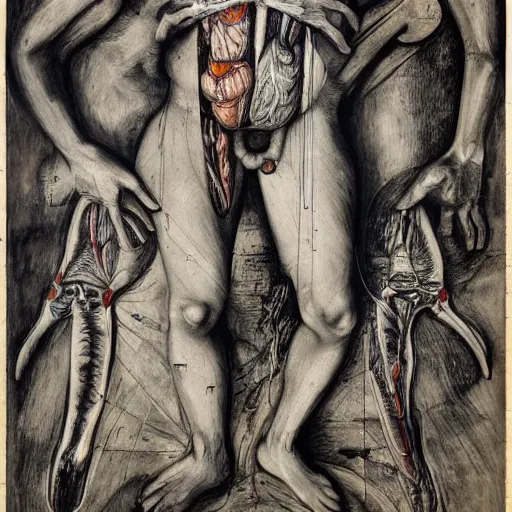 Image similar to brutalist anatomical diagram by otto dix, hyperrealistic, aesthetic, masterpiece