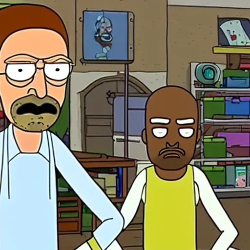 Prompt: walter white in rick and morty, williams street productions