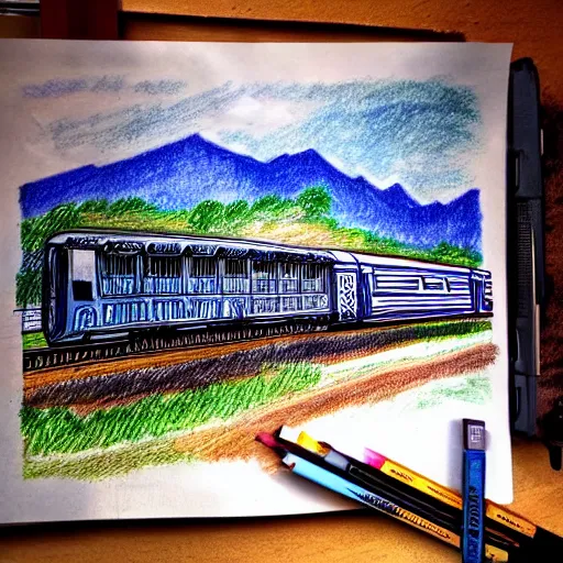 Prompt: train drawing a picture of a train