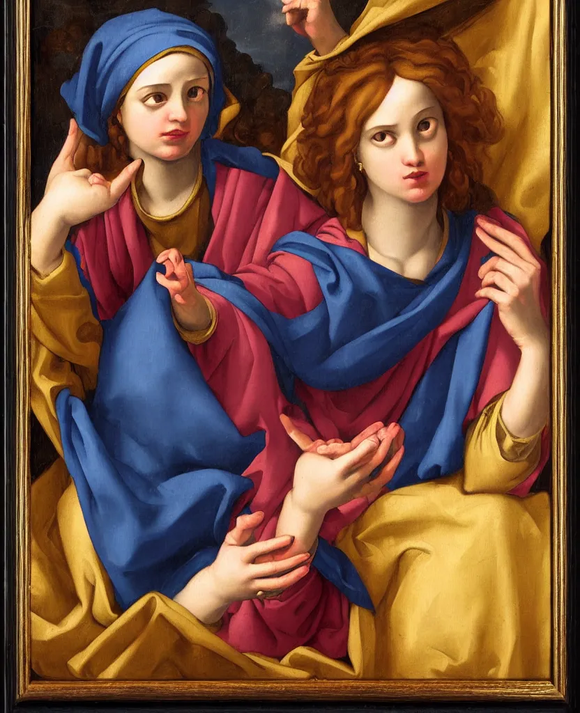 Prompt: oil painting renaissance fortune teller with tarot cards in the style of Guido Reni