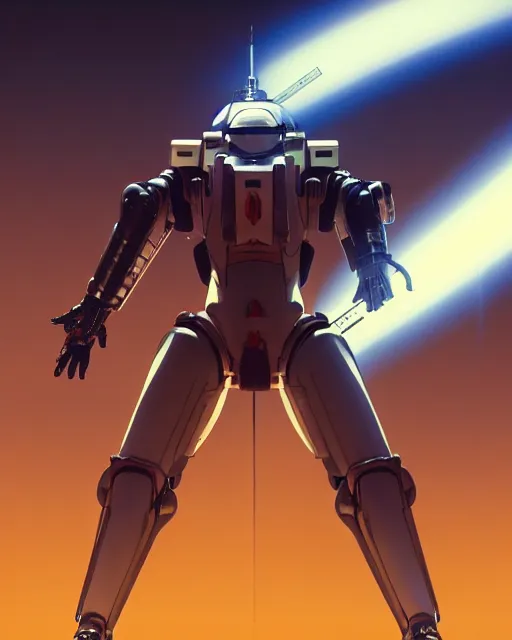 Image similar to full body portrait of a mech space samurai with jet pack and thin mech wings, hovers above ground, dust swirls under him, realistic, cinematic, atmospheric, sci - fi movie character, octane render, by moebius, alphonse mucha, roger deakins, masamune shirow