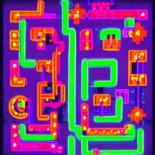 Image similar to Conway's Game of Life poster in neon style