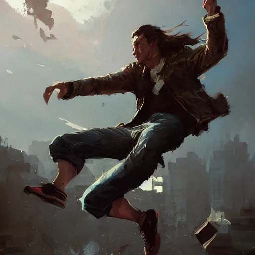 Image similar to man jumping by Greg rutkowski