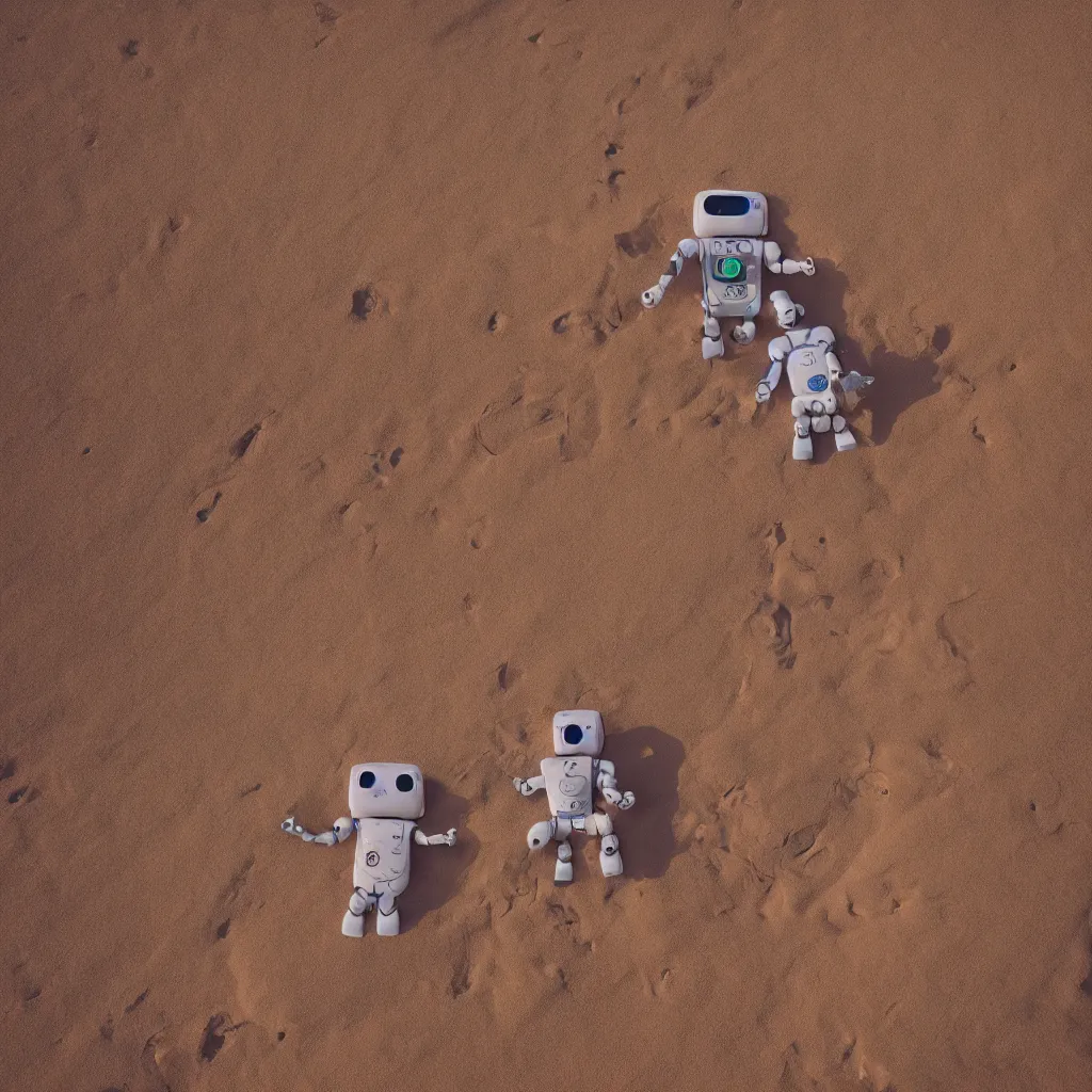 Prompt: cute a robot holding hands with a goddess in the middle of a desert, trending on unsplash, space art, long exposure, national geographic photo, nightscape, an album cover