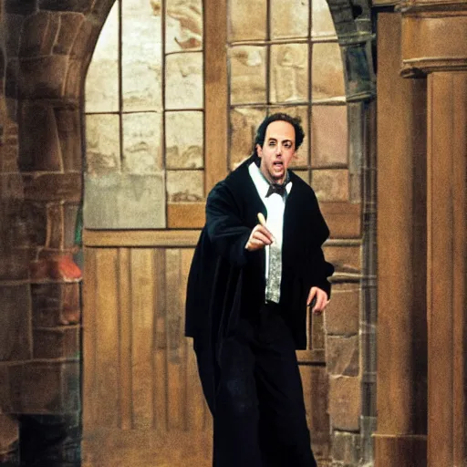 Prompt: jerry seinfeld as harry potter, movie, photography,