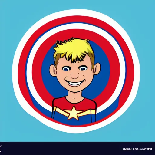 Image similar to captain america as a very young boy smiling on the cartoon wild - kratts, sticker - art, svg vector, adobe - illustrator