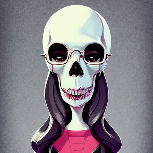 Prompt: skull portrait woman balloons, futurama, elegant, highly detailed, hard shadows and strong rim light, art by jc leyendecker and atey ghailan and sachin teng