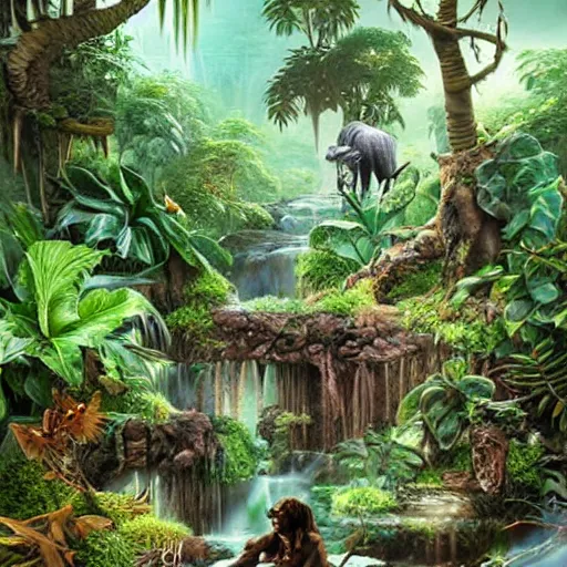 Image similar to a jungle on a cake, hyper realistic, ultra detailed, fantasy art, elegant, beautiful,