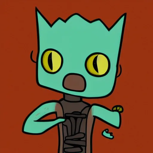 Prompt: Baby Groot, in the style of Adventure Time