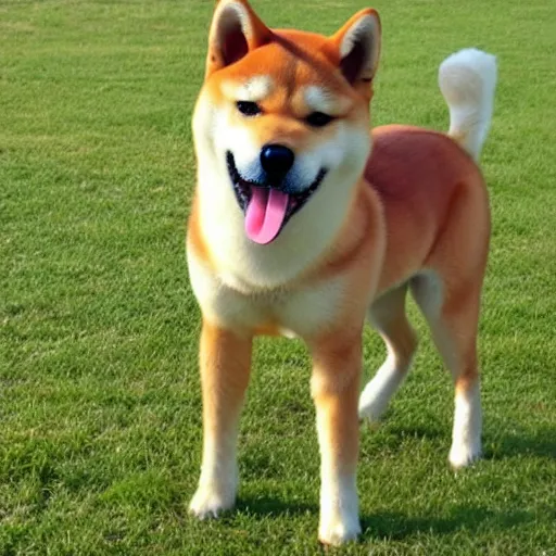 Image similar to a shiba inu in a horse disguise. highly detailed