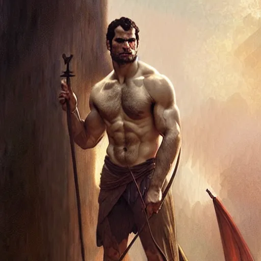 Prompt: Henry Cavill as a Greek god, gorgeous, amazing, muscular, intricate, highly detailed, digital painting, artstation, concept art, sharp focus, illustration, art by greg rutkowski and alphonse mucha