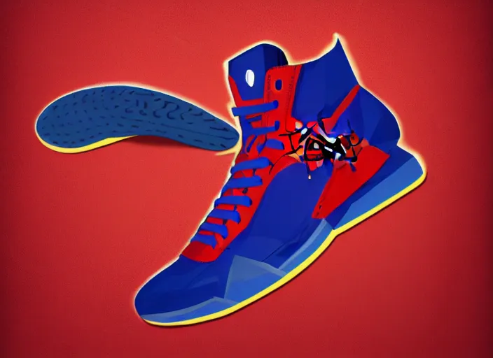 Image similar to basketball sneakers concept of spider - man, trending on artstation, smooth, sharp focus