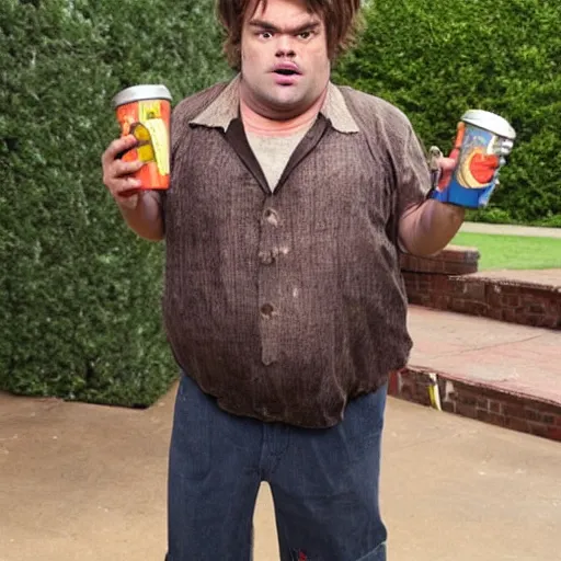 Prompt: jack black dressed as rickety cricket from always sunny in philadelphia