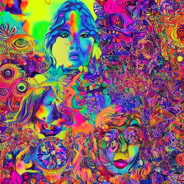 Image similar to very beautiful psychedelic collage art