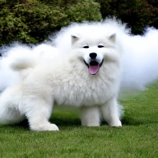 Image similar to samoyed playing in the clouds
