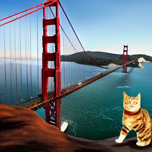 Prompt: A photograph of the Golden Gate Bridge made out of cats