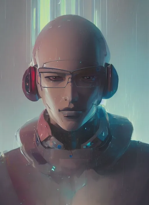 Image similar to concept art close up pourpre cyberpunk character, by shinji aramaki, by christopher balaskas, by krenz cushart