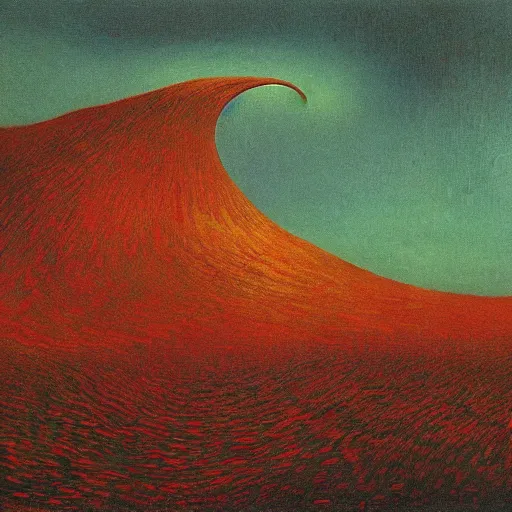 Image similar to illustrated by zdzisław beksinski and van gogh