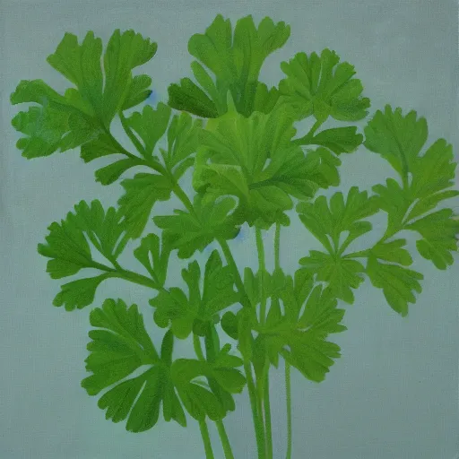 Prompt: parsley painted in the style of Alex Katz