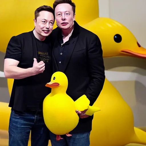 Image similar to elon musk holding a yellow duck